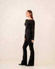 Women scoop neck slit top - Venti