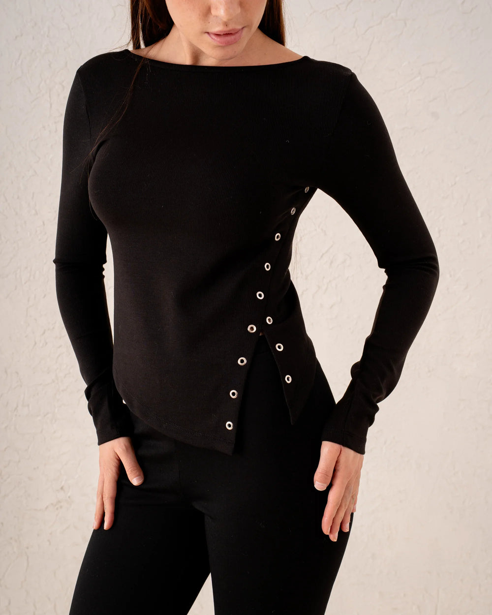 Women scoop neck slit top - Venti