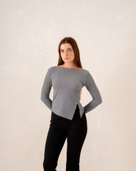 Women scoop neck slit top - Venti