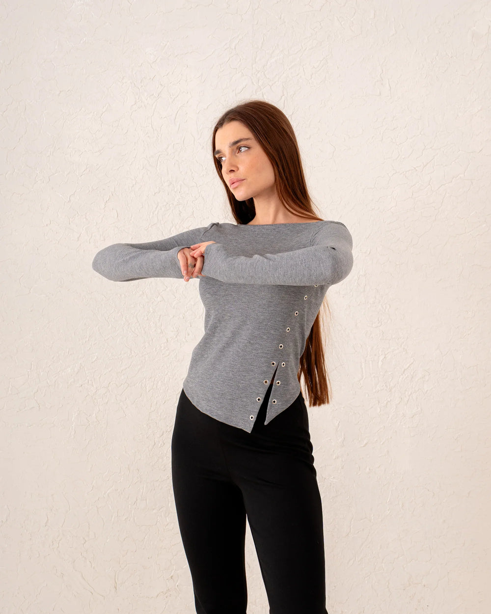 Women scoop neck slit top - Venti