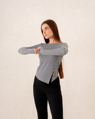 Women scoop neck slit top - Venti