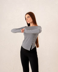 Women scoop neck slit top - Venti