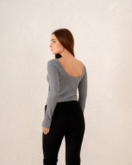 Women scoop neck slit top - Venti