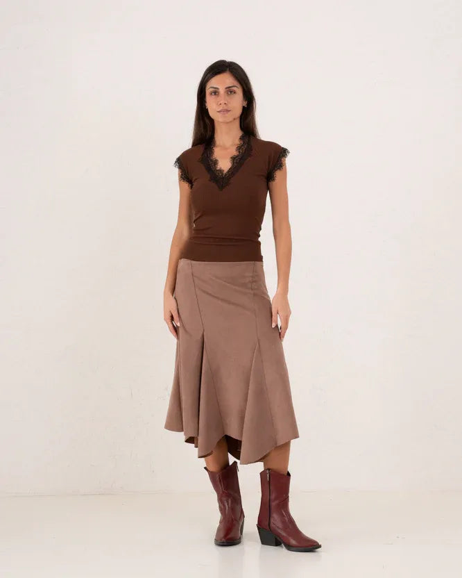 Women ribbed top with lace - Venti