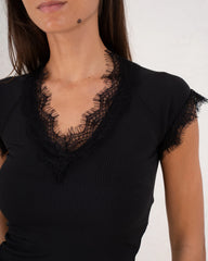 Women ribbed top with lace - Venti
