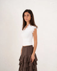 Women ribbed top with lace - Venti