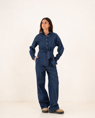 Women denim wrap shirt