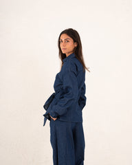 Women denim wrap shirt