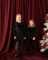 Velvet Bow Detail Long Sleeve Dress - Venti