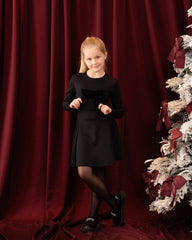 Velvet Bow Detail Long Sleeve Dress