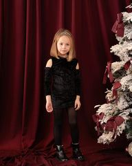 Velvet Cutout Shoulder Dress - Venti