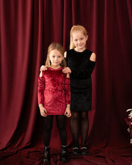 Velvet Cutout Shoulder Dress - Venti