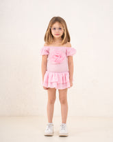 Girl pop out flower ruffle dress