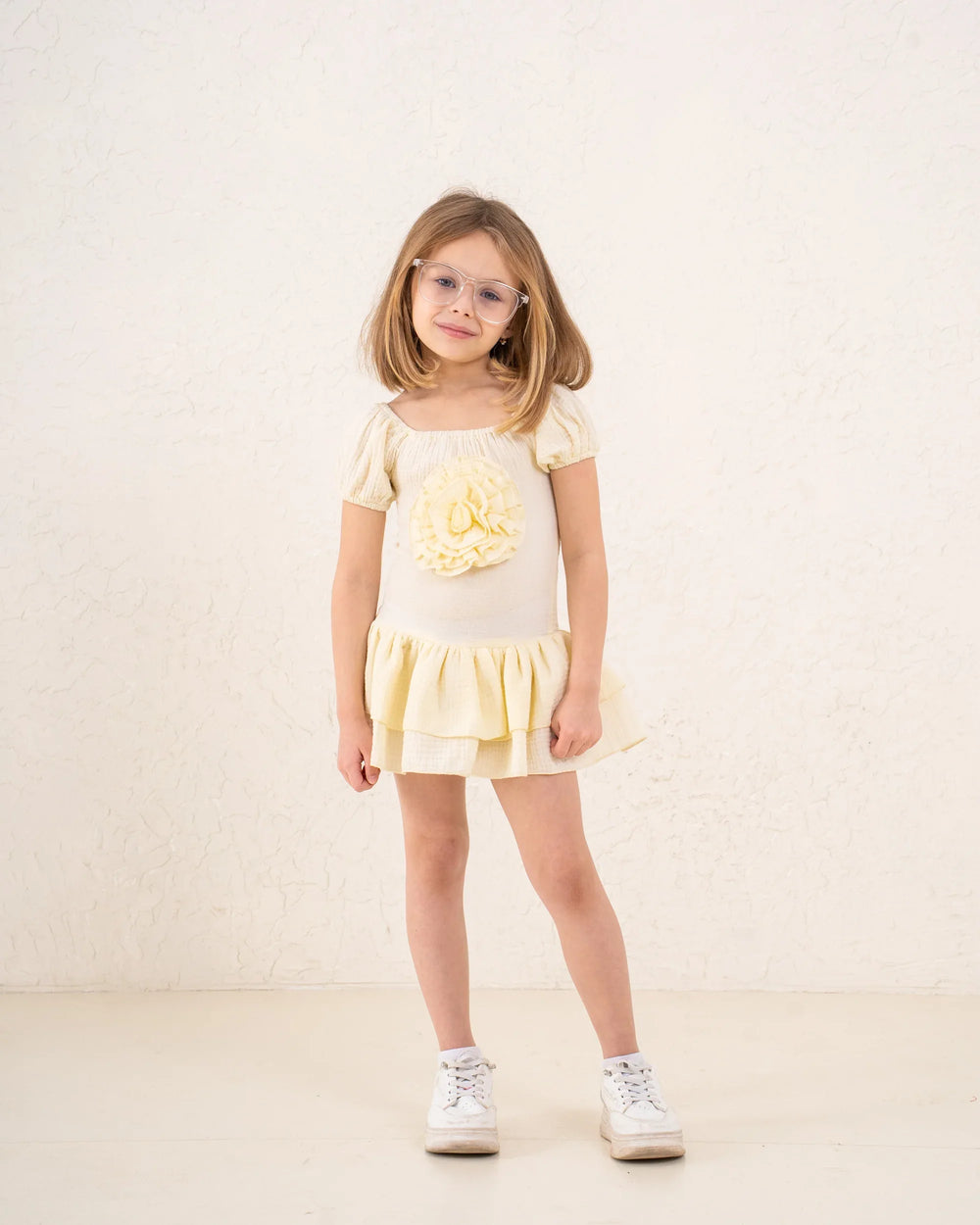 Girl pop out flower ruffle dress - Venti