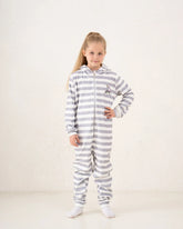 Stripe Fleece Hooded Pajama Onesie - Venti