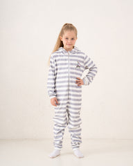 Stripe Fleece Hooded Pajama Onesie