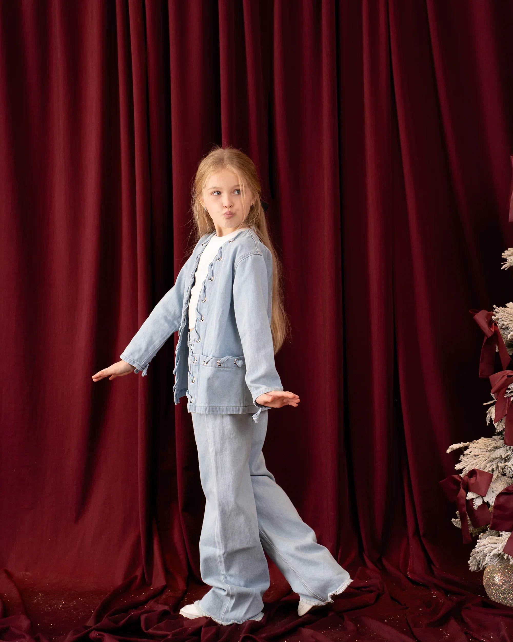 Girls Statement Eyelet-Detail Denim Jacket - Venti