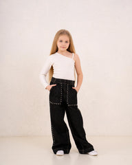 Girl studded denim pants - Venti