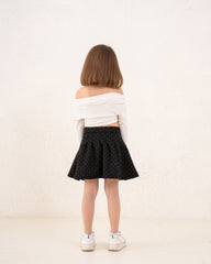 Girl suede pleats skirt