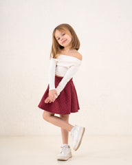 Girl suede pleats skirt