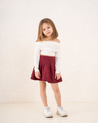 Girl suede pleats skirt