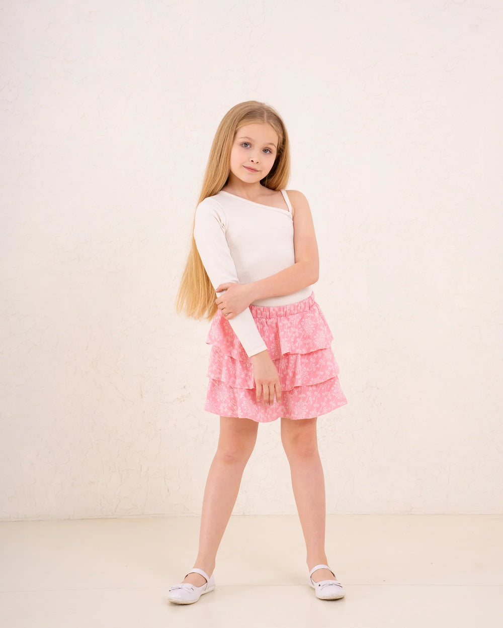 Girl Marina ruffles printed skirt - Venti