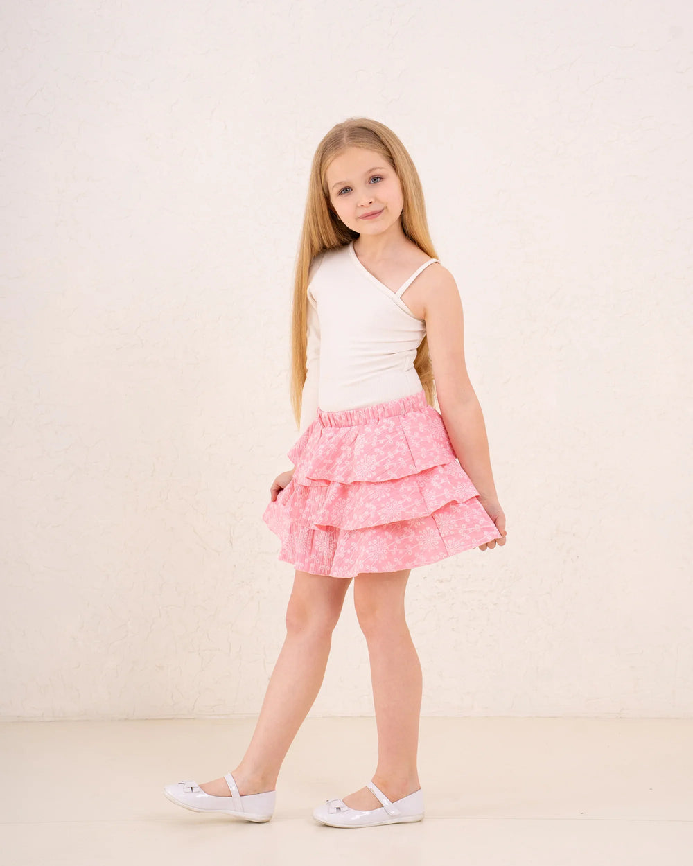 Girl Marina ruffles printed skirt - Venti