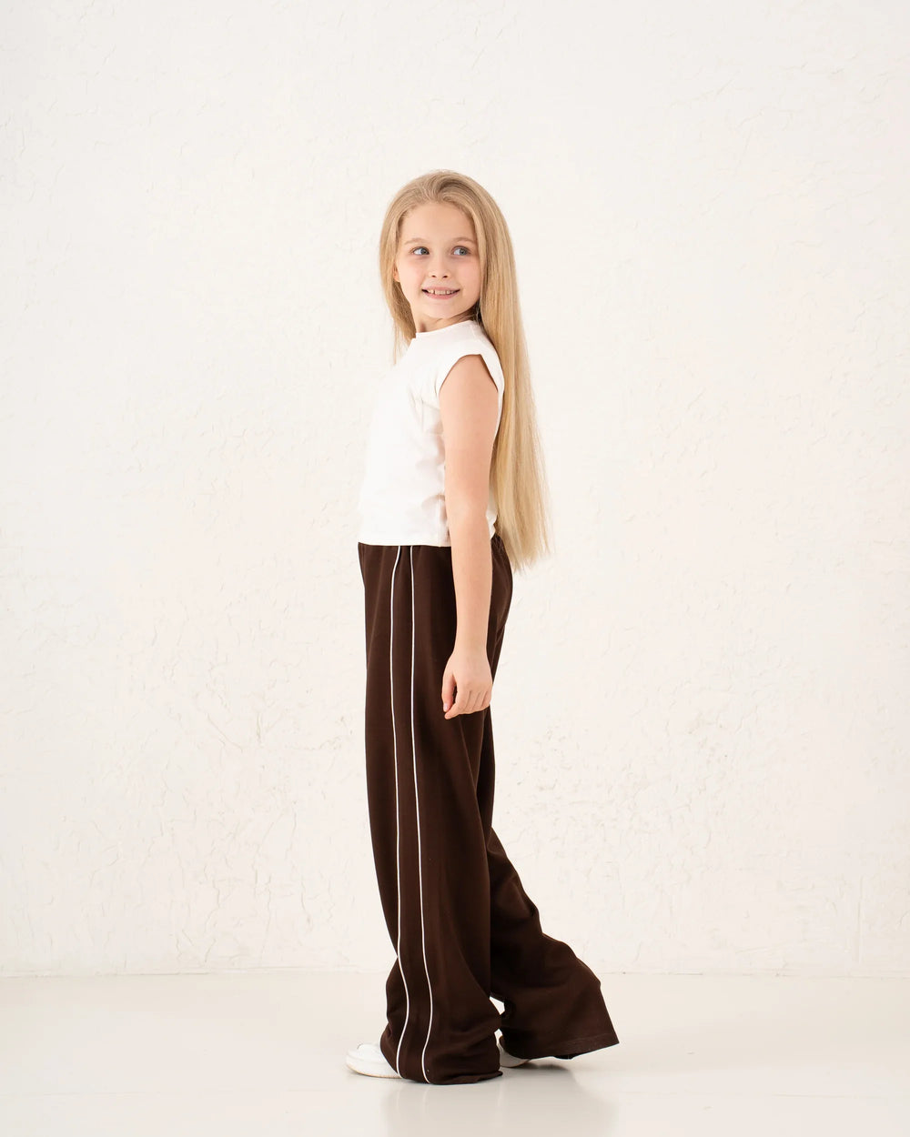 Piped Contrast Wide Leg Track Pants - Venti