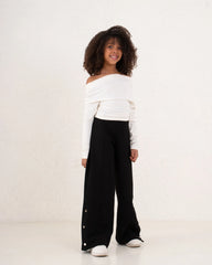 Girl suede pants button details - Venti