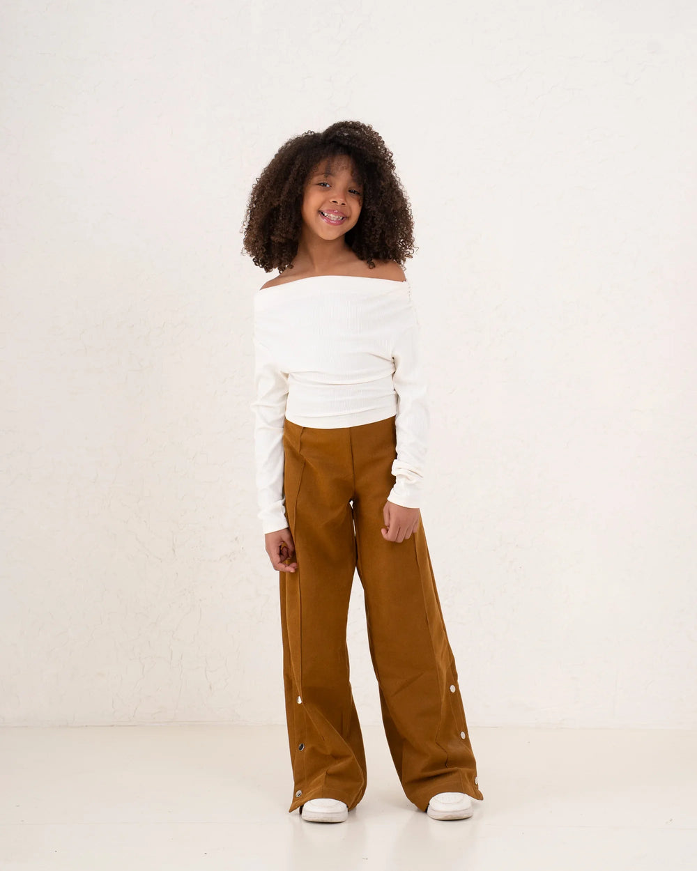 Girl suede pants button details - Venti