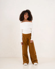 Girl suede pants button details - Venti