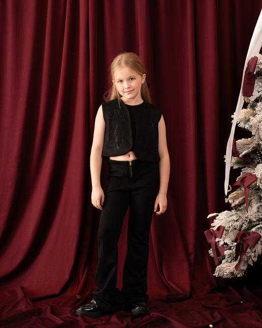 Zip-Front Suede Flare Pants