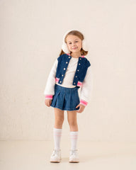 Girl denim and fur college jacket - Venti