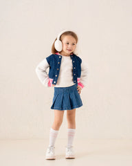 Girl denim and fur college jacket - Venti