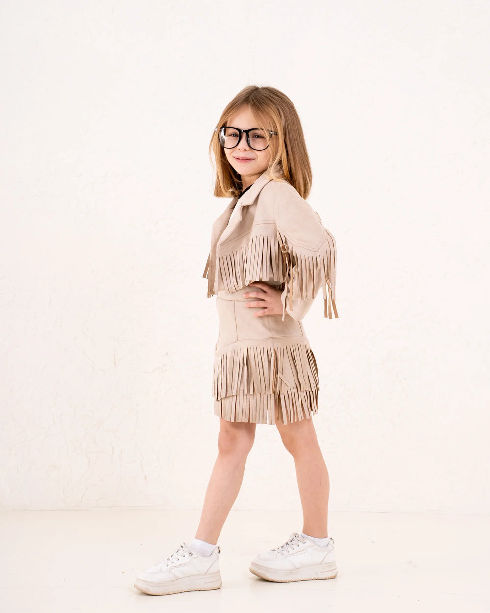 Girl fringed suede jacket - Venti