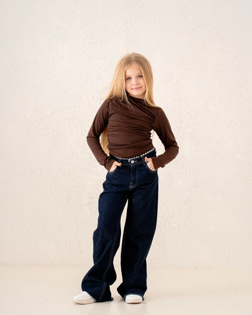 Girl polyamide drapped top - Venti