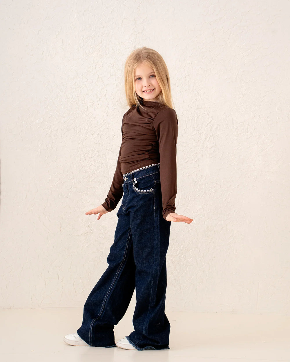 Girl polyamide drapped top - Venti