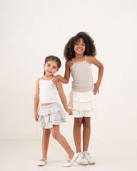 Girl studded pattern ribbed top