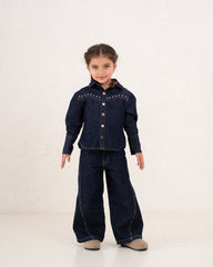 Girl denim studded shirt