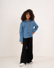 Girl denim studded shirt