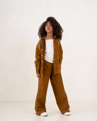 Girl suede pants button details - Venti