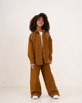 Girl suede embellished shirt