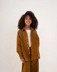 Girl suede embellished shirt - Venti