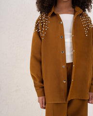 Girl suede embellished shirt - Venti