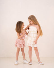 Girls ruffle strapless skirt