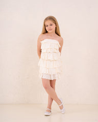Girls ruffle strapless skirt