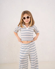Girl knitted strip polo top - Venti