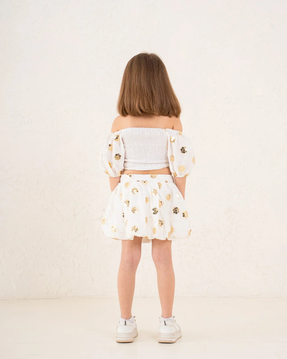 Girl sequin flower pattern crop top - Venti