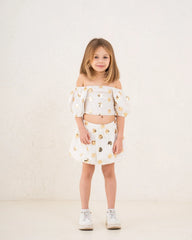 Girl sequin flower pattern crop top - Venti