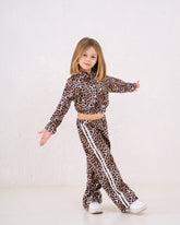 Girl leopard side stripes sweatpants